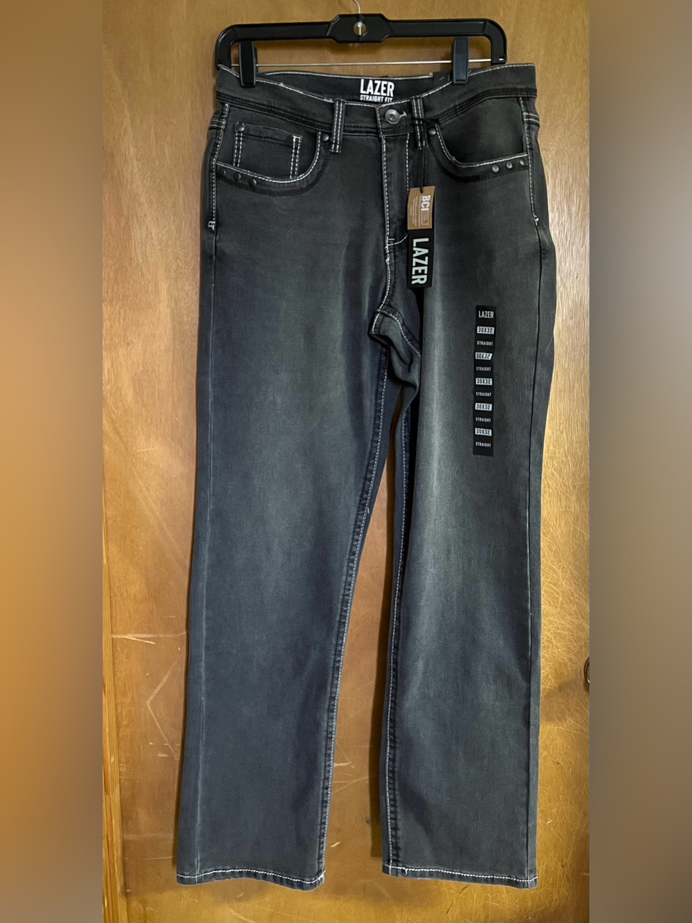 LAZER Straight Fit jeans. Sits below waist. Straight leg opening. Color: Viper.